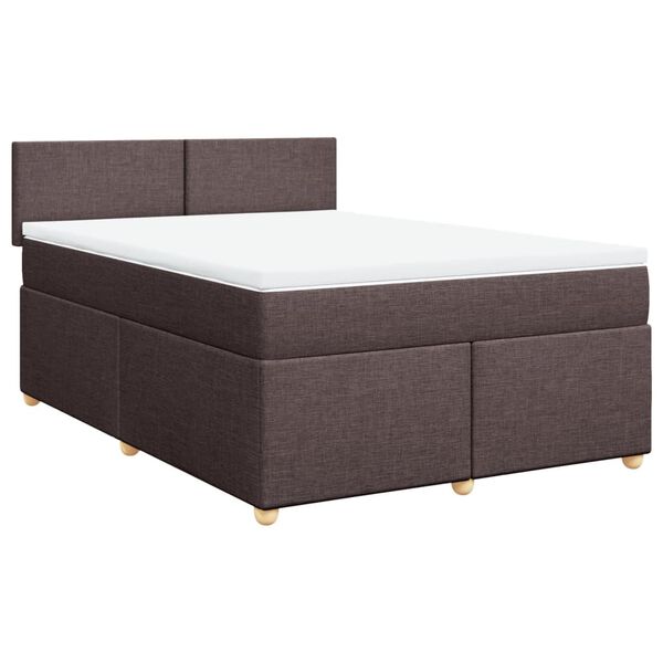 vidaXL Boxspringbett mit Matratze Dunkelbraun 140x190 cm Stoff