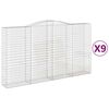 vidaXL Gabionen mit Hochbogen 9 Stk. 400x50x220/240cm Verzinktes Eisen