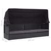 vidaXL Outdoor-Sofabett mit Dach Poly-Rattan Schwarz