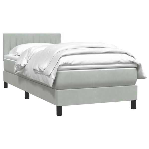 vidaXL Boxspringbett mit Matratze Hellgrau 80x220 cm Samt