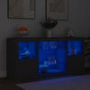 vidaXL Sideboard mit LED-Leuchten Schwarz 142,5x37x67 cm