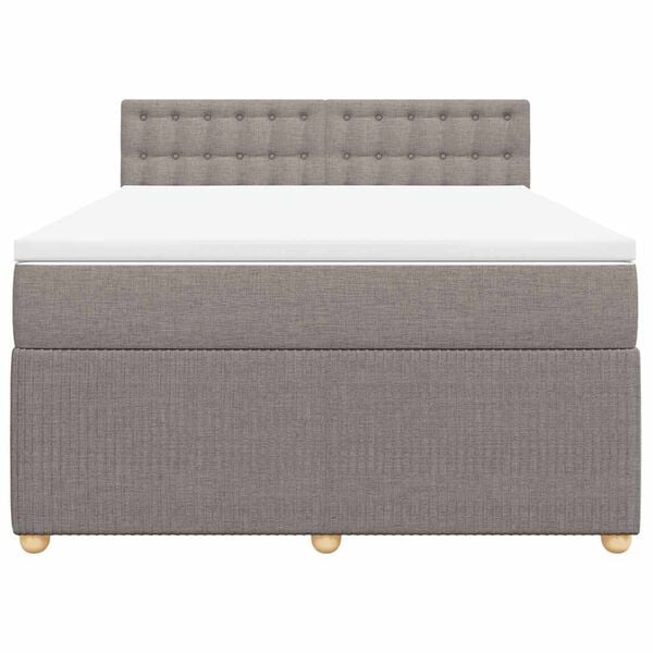 vidaXL Boxspringbett mit Matratze Taupe 140x200 cm Stoff