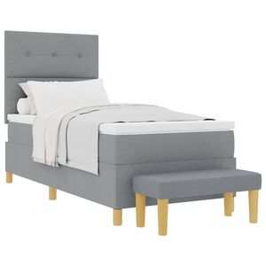 vidaXL Boxspringbett mit Matratze Hellgrau 80 x 200 cm Stoff