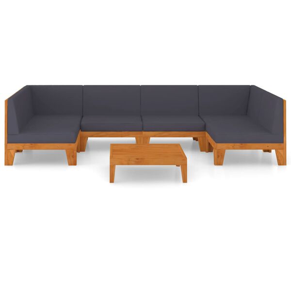 vidaXL 7-tlg. Garten-Lounge-Set mit Kissen Akazie Massivholz
