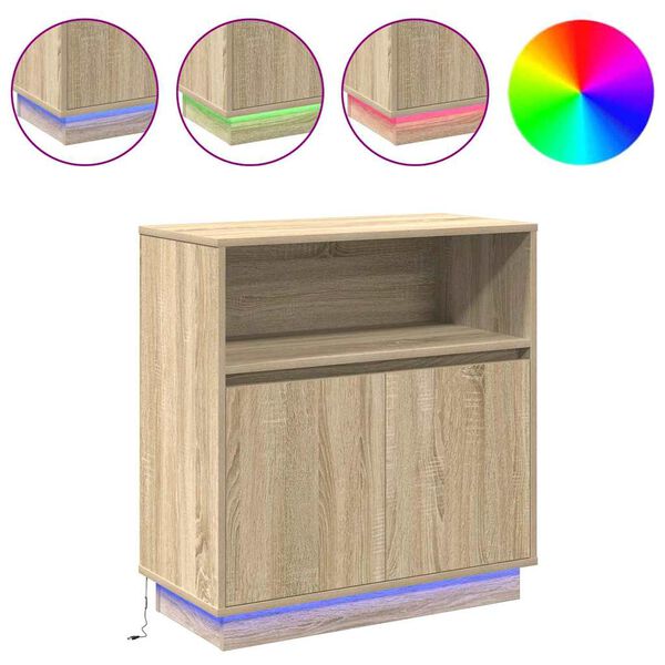 vidaXL LED-Sideboard Sonoma-Eiche 71 x 34,5 x 75 cm Holzwerkstoff