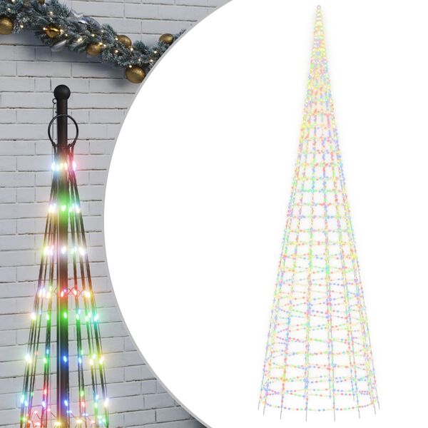 vidaXL LED-Weihnachtsbaum f&uuml;r Fahnenmast 3000 LEDs Mehrfarbig 800 cm