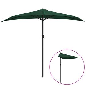 vidaXL Balkon-Sonnenschirm mit Alu-Mast Gr&uuml;n 270x144 cm Halbrund
