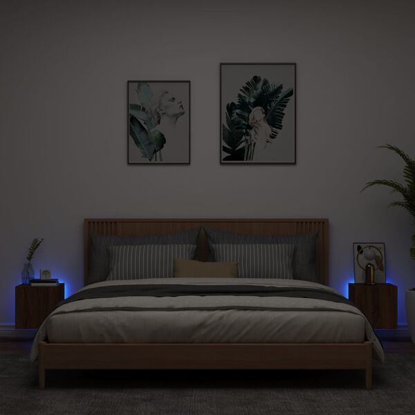 vidaXL TV-Wandschr&auml;nke mit LED-Leuchten 2 Stk. Braun Eichen-Optik