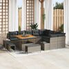 vidaXL Gartensofa-set mit Kissen mit Speicher 12 pcs Grau Poly Rattan