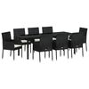vidaXL Garten Essgruppe mit Kissen 9 pcs Schwarz Poly-Rattan