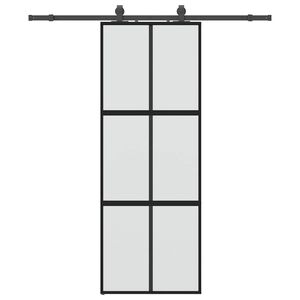 vidaXL Schiebet&uuml;r mit Beschlag Schwarz 76x205 cm Hartglas