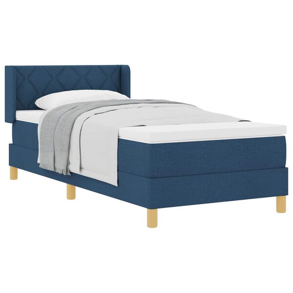 vidaXL Boxspringbett mit Matratze mit Kopfteil Blau 200 x 100 cm Stoff