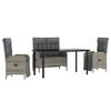 vidaXL 4-tlg. Garten-Essgruppe mit Kissen Grau Poly Rattan