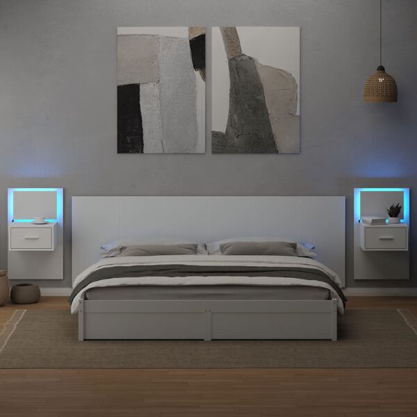 vidaXL Kopfteil mit Nachttischen Wei&szlig; 240 cm Holzwerkstoff