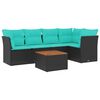 vidaXL 6-tlg. Garten-Sofagarnitur mit Kissen Schwarz Poly Rattan