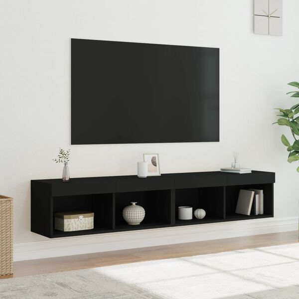 vidaXL TV-Schr&auml;nke mit LED-Leuchten 2 Stk. Schwarz 80x30x30 cm