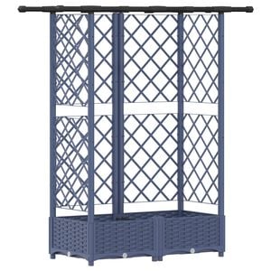 vidaXL Hochbeet mit Rankgitter und Dach Grau 124 x 40 x 121 cm PP