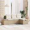 vidaXL Gartensofa-set mit Kissen mit Speicher 4 pcs Beige Poly-Rattan