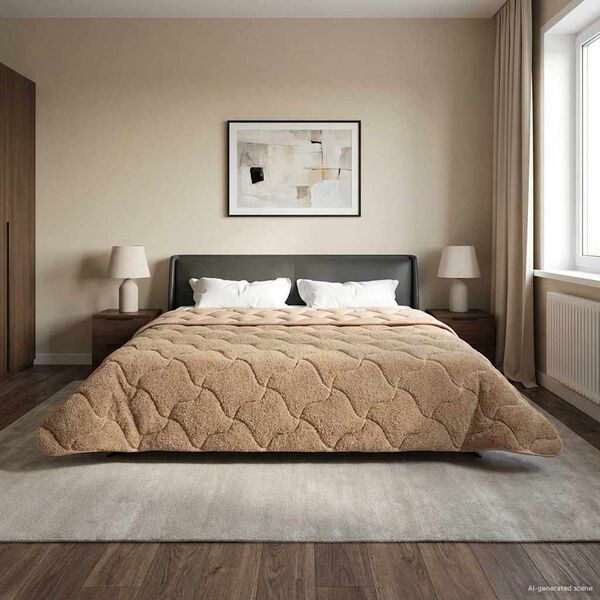 vidaXL Ganzjahresbettdecke Gepolstert Taupe 220 x 260 cm
