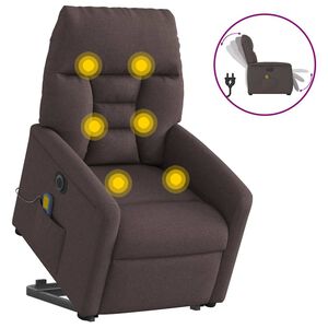 vidaXL Elektrischer Massagesessel mit Aufstehhilfe Dunkelbraun Stoff