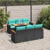vidaXL 7-tlg. Garten-Sofagarnitur mit Kissen Schwarz Poly Rattan