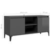 vidaXL TV-Schrank mit Metallbeinen Hochglanz-Grau 103,5x35x50 cm