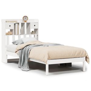 vidaXL Massivholzbett mit Regal ohne Matratze Wei&szlig; 90x190 cm Kiefer