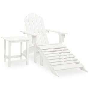 vidaXL Adirondack-Gartenstuhl mit Fu&szlig;st&uuml;tze & Tisch Tannenholz Wei&szlig;