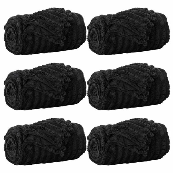 vidaXL Wohndecken 6 pcs Schwarz 200 x 150 cm Fleece