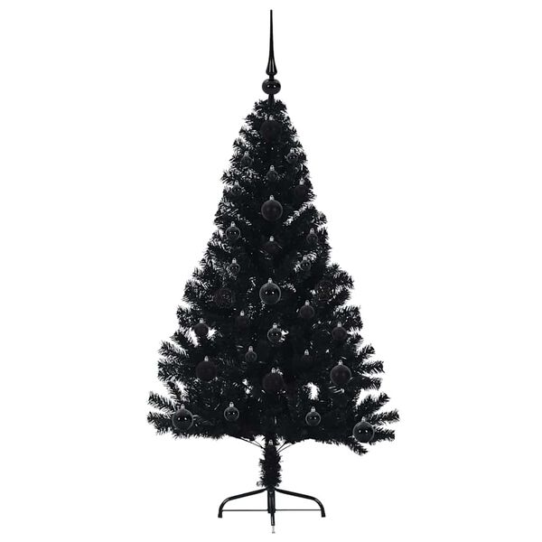 vidaXL Künstlicher vorbeleuchteter Weihnachtsbaum Schwarz 120 cm PVC
