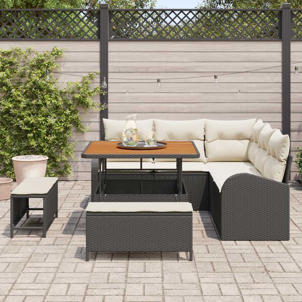 vidaXL Gartensofa-set mit Kissen 8 pcs Schwarz Poly-Rattan