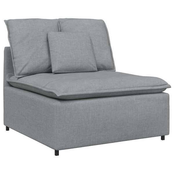 vidaXL Modulares Sofa mit Kissen Stoff Hellgrau