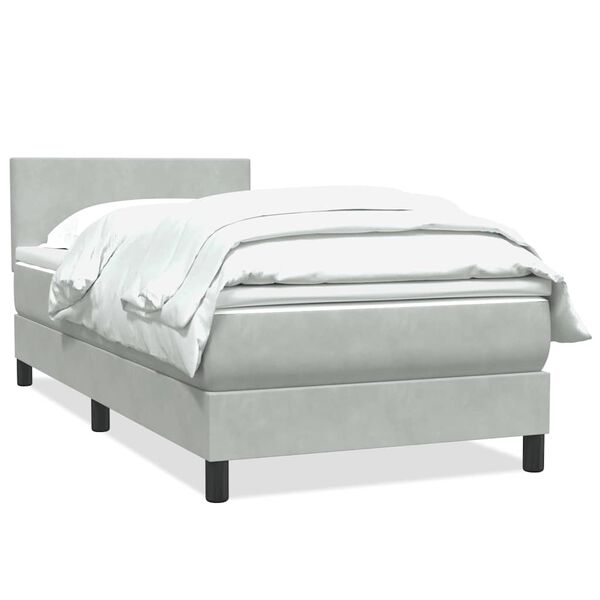 vidaXL Boxspringbett mit Matratze Hellgrau 100x220 cm Samt