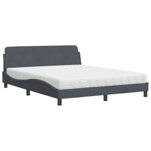 vidaXL Bett mit Matratze "Dover" Dunkelgrau 160x200 cm Samt