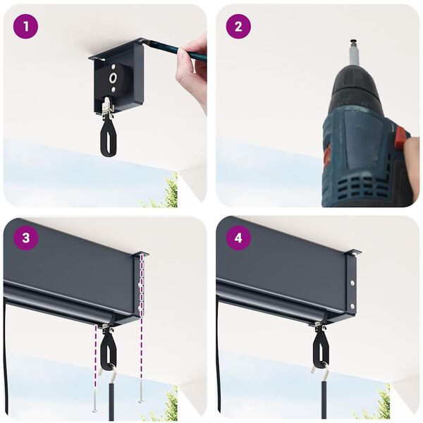 vidaXL Au&szlig;enrollo 60 x 250 cm Blau und Wei&szlig;