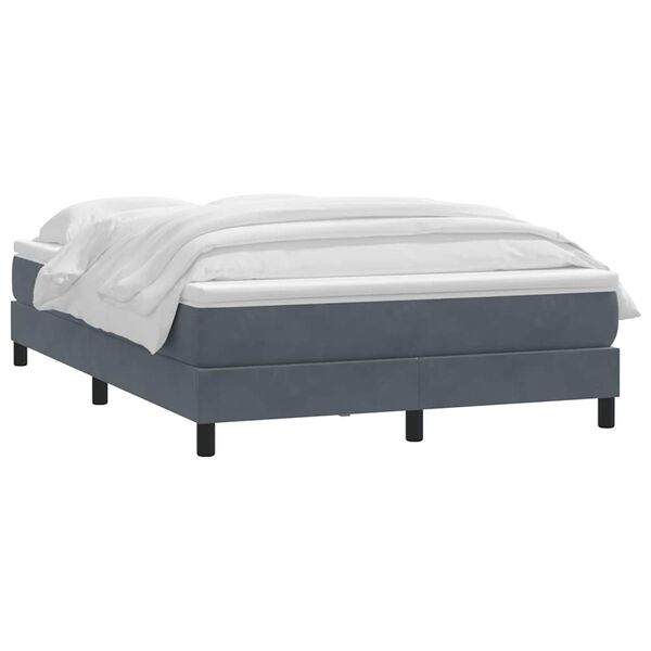 vidaXL Boxspringbett mit Matratze Dunkelgrau 140x220 cm Samt