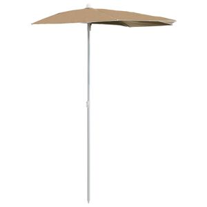 vidaXL Halb-Sonnenschirm mit Mast 180x90 cm Taupe