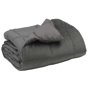vidaXL Winterbettdecke Gepolstert Hellgrau 135 x 200 cm Mikrofaser