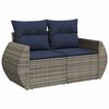 vidaXL 7-teiliges Gartensofa-Set mit Kissen, grau, Polyrattan