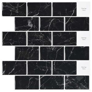 vidaXL U-Bahn-Fliese 10 Stk. Schwarz Marmor 30 x 30 cm