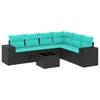 vidaXL 7-teiliges Gartensofa-Set mit Kissen, schwarzes Polyrattan
