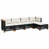 vidaXL 5-tlg. Garten-Sofagarnitur mit Kissen Schwarz Poly Rattan