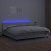 vidaXL Boxspringbett mit Matratze & LED Weiß 200x200 cm Kunstleder