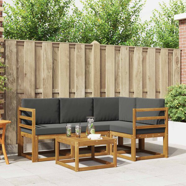 vidaXL Outdoor-Sofagarnitur mit Kissen 5 pcs Natur und Anthrazit