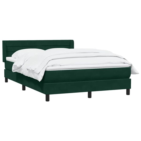 vidaXL Boxspringbett mit Matratze Dunkelgr&uuml;n 160x220 cm Samt
