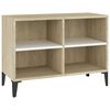 vidaXL TV-Schrank mit Metallbeinen Wei&szlig; Sonoma-Eiche 69,5x30x50 cm