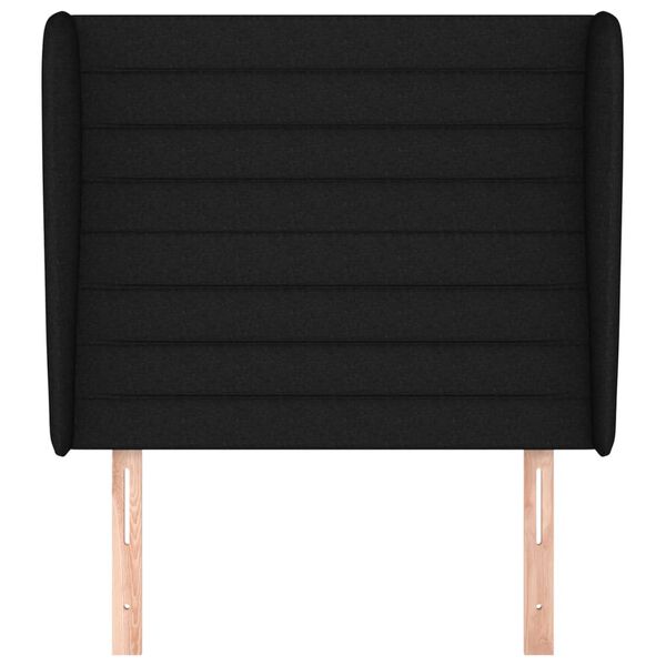 vidaXL Kopfteil mit Ohren Schwarz 103x23x118/128 cm Stoff