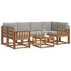 vidaXL Outdoor-Sofagarnitur mit Kissen 7 pcs Nat&uuml;rlich und Hellgrau