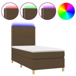vidaXL Boxspringbett mit Matratze & LED Dunkelbraun 90x190 cm Stoff