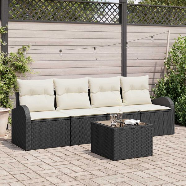 vidaXL Gartensofa-set Schwarz 55 x 55 x 37 cm Poly-Rattan